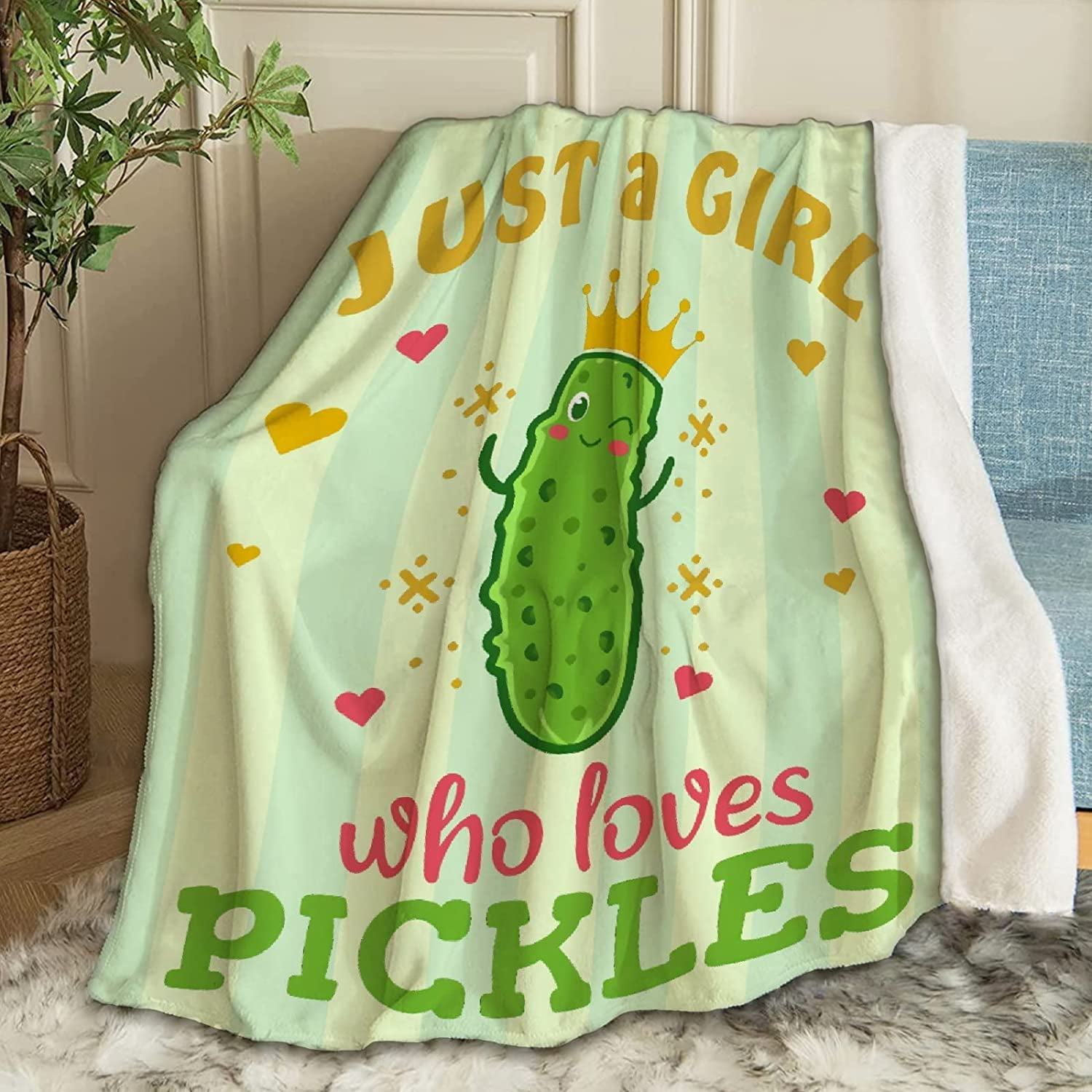 Just A Girl Who Loves Pickles Throw Blanket Fannel Fleece Microfiber