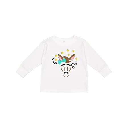 

Inktastic Horse Face with Bow and Stars Boys or Girls Long Sleeve Toddler T-Shirt
