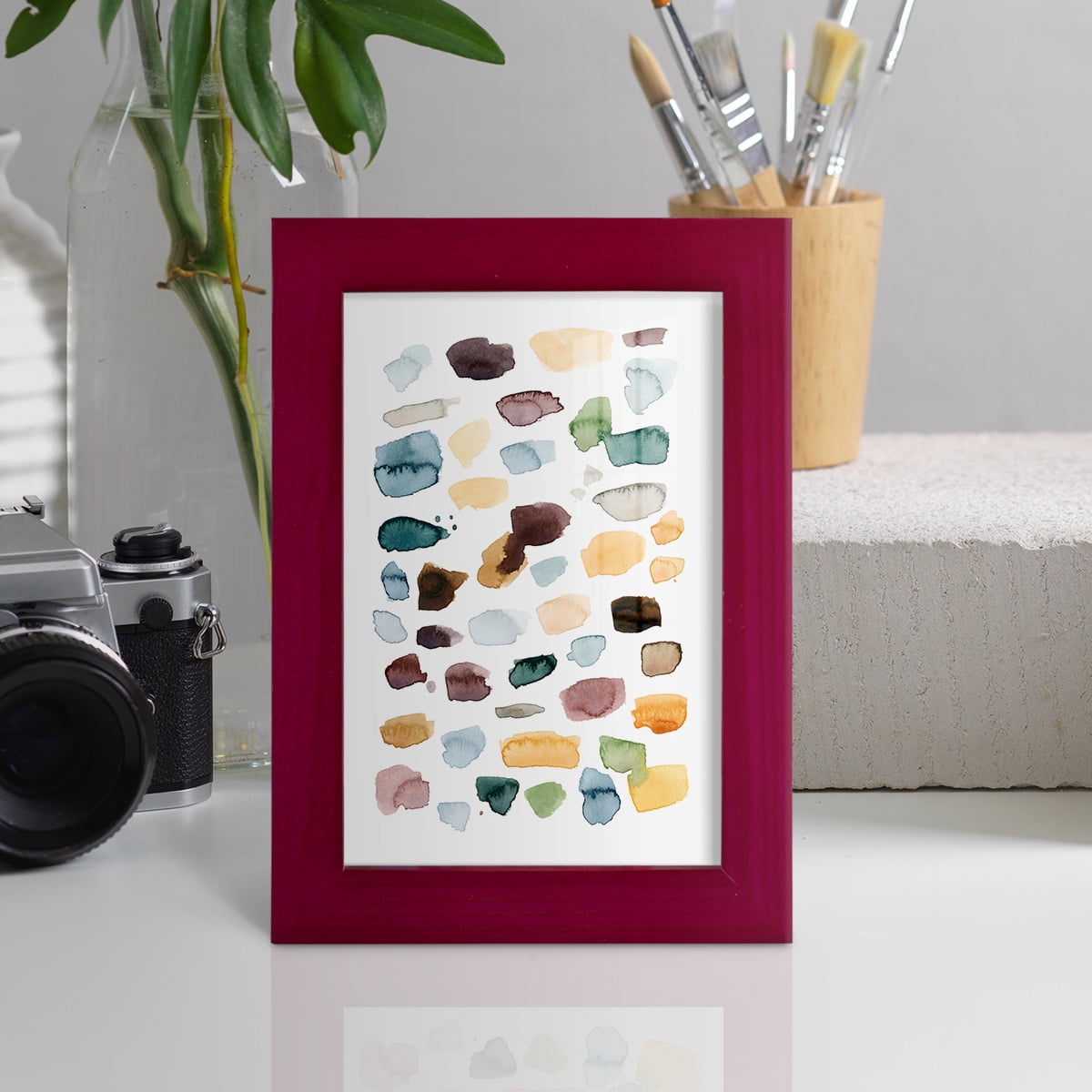 Shattered Segments II - Framed Print w/glass - Cherry Red