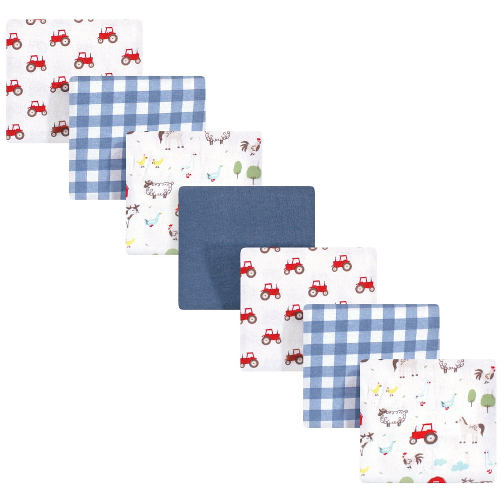 Hudson Baby Infant Boy Cotton Flannel Receiving Blankets Bundle, Boy