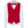 thumbnail image 3 of Yumcute Kids Boys Men's Suits 3 Piece Formal Tuxedo Suits for Boys Slim Fit Casual Ring Bearer Outfit with Blazer Jacket Pants and Vest, Black and red, 14Y, 3 of 6