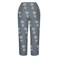 thumbnail image 4 of Print Pants for Women Casual Plus Size Elastic Waist Cropped Trousers with Pocket Flared Harem Hem Loose Bottoms, Gray, XL, 4 of 5