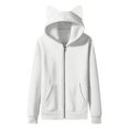 thumbnail image 6 of enyan Tween Girl Hoodie Zip Up 5-14T Kids Long Sleeve Zipper Cute Cat Hood Sweatshirt with Pocket White,13-14 Years, 6 of 7