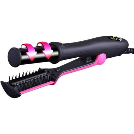 2 in 1 Professional Hair Straightener & Curler,LCD Display, 360° Rotating Cord, Ceramic Plates, 13 Heat Settings, Black/Pink