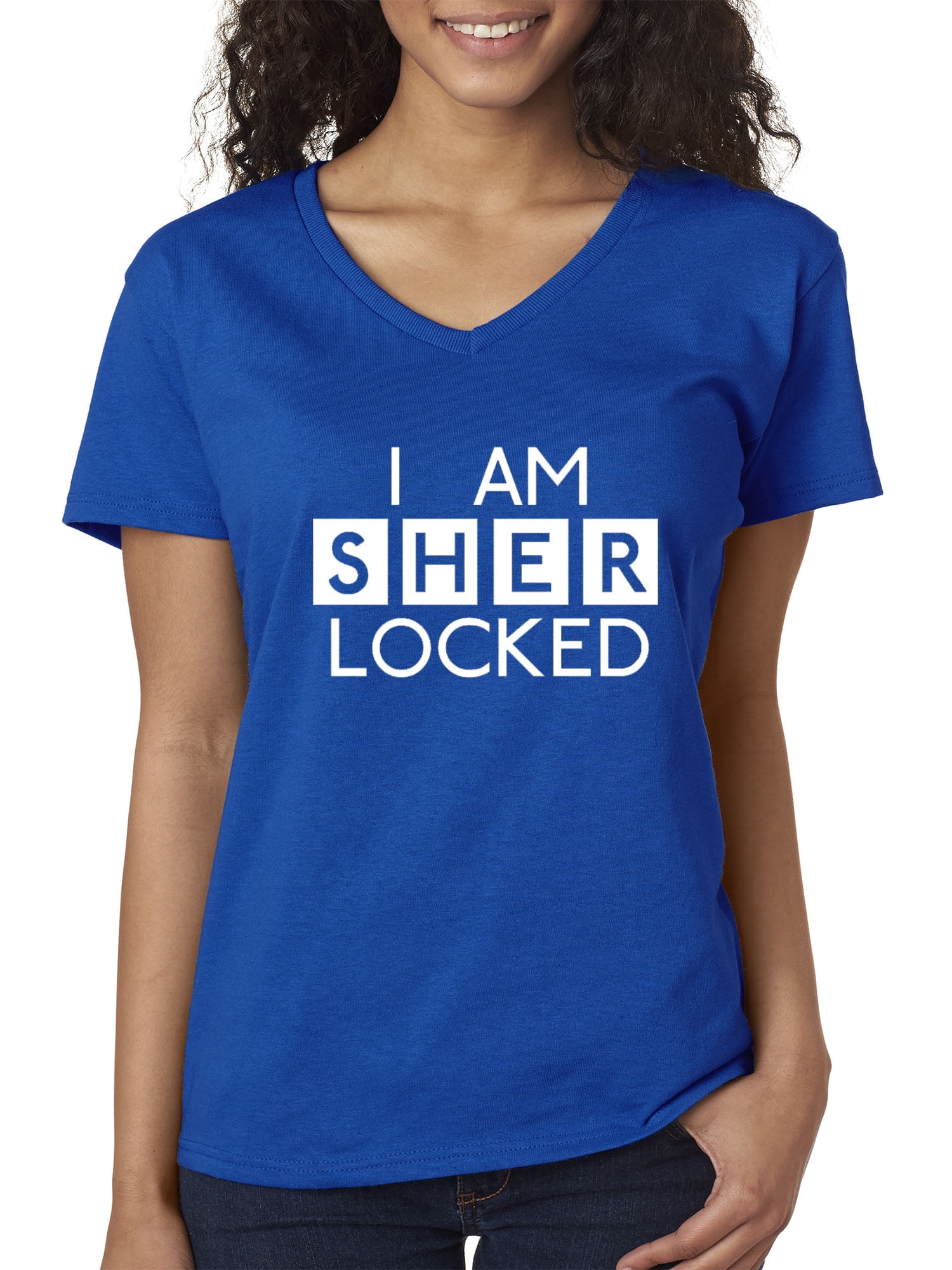 True Way True Way 2 Women S V Neck T Shirt I Am Sherlocked c Sherlock Holmes Nbsp Small Royal Blue Walmart Com Walmart Com