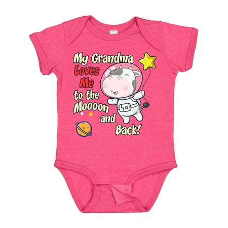 

Inktastic My Grandma Loves Me Cow Astronaut Gift Baby Boy or Baby Girl Bodysuit