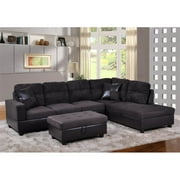 Lifestyle Furniture LF105B Avellino Right Hand Facing Sectional Sofa, Dark Chocolate - 35 x 103.5 x 74.5 in.