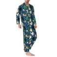 thumbnail image 2 of Fuzoiu Different Cats Christmas Print Men's Long-Sleeved Pajama,Lounge Button Down Nightwear,Mens Notch Collar Pajama Set -XX-Large, 2 of 7
