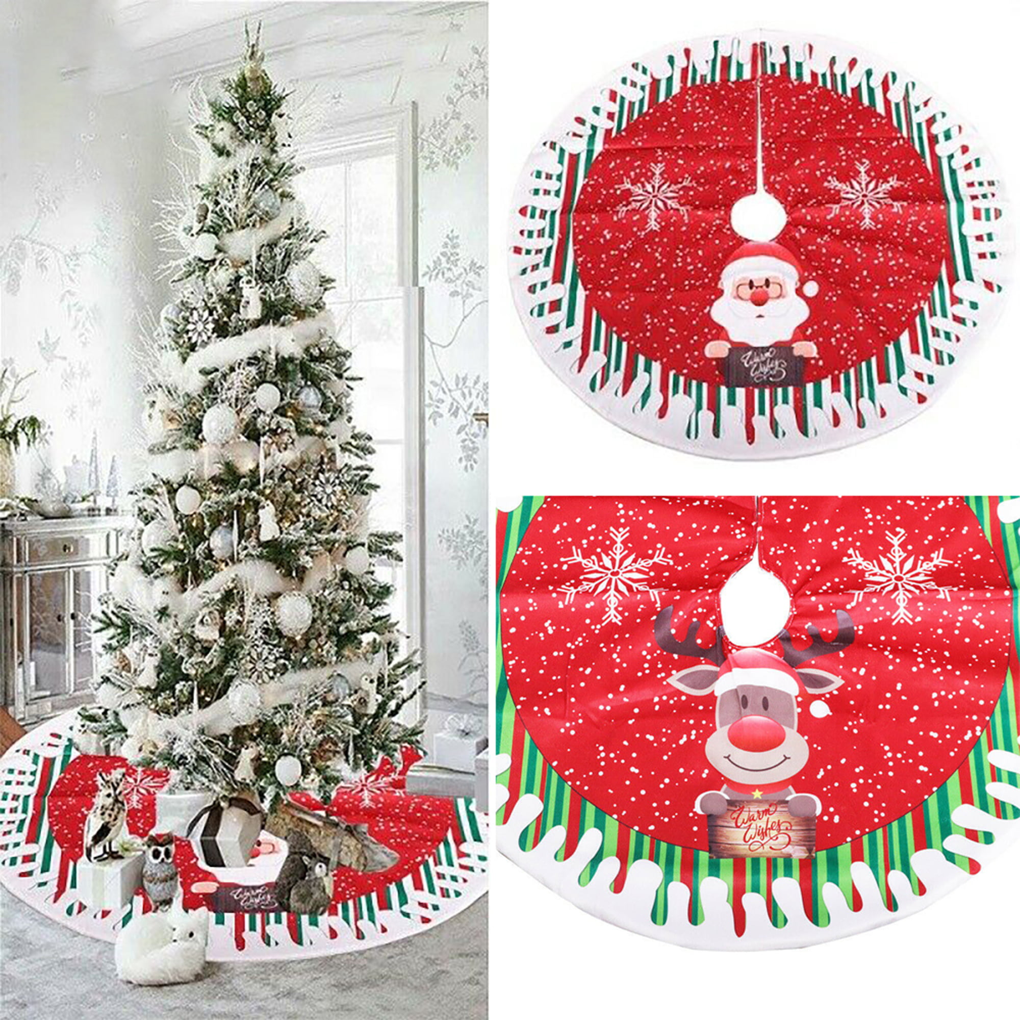 Christmas Tree 80cm Long Snow Plush Skirt Base Floor Mat Cover XMAS Party Decor