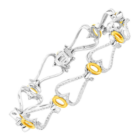 1/10 ct Diamond Miracle Link Bracelet in 14kt Gold-Plated Sterling Silver