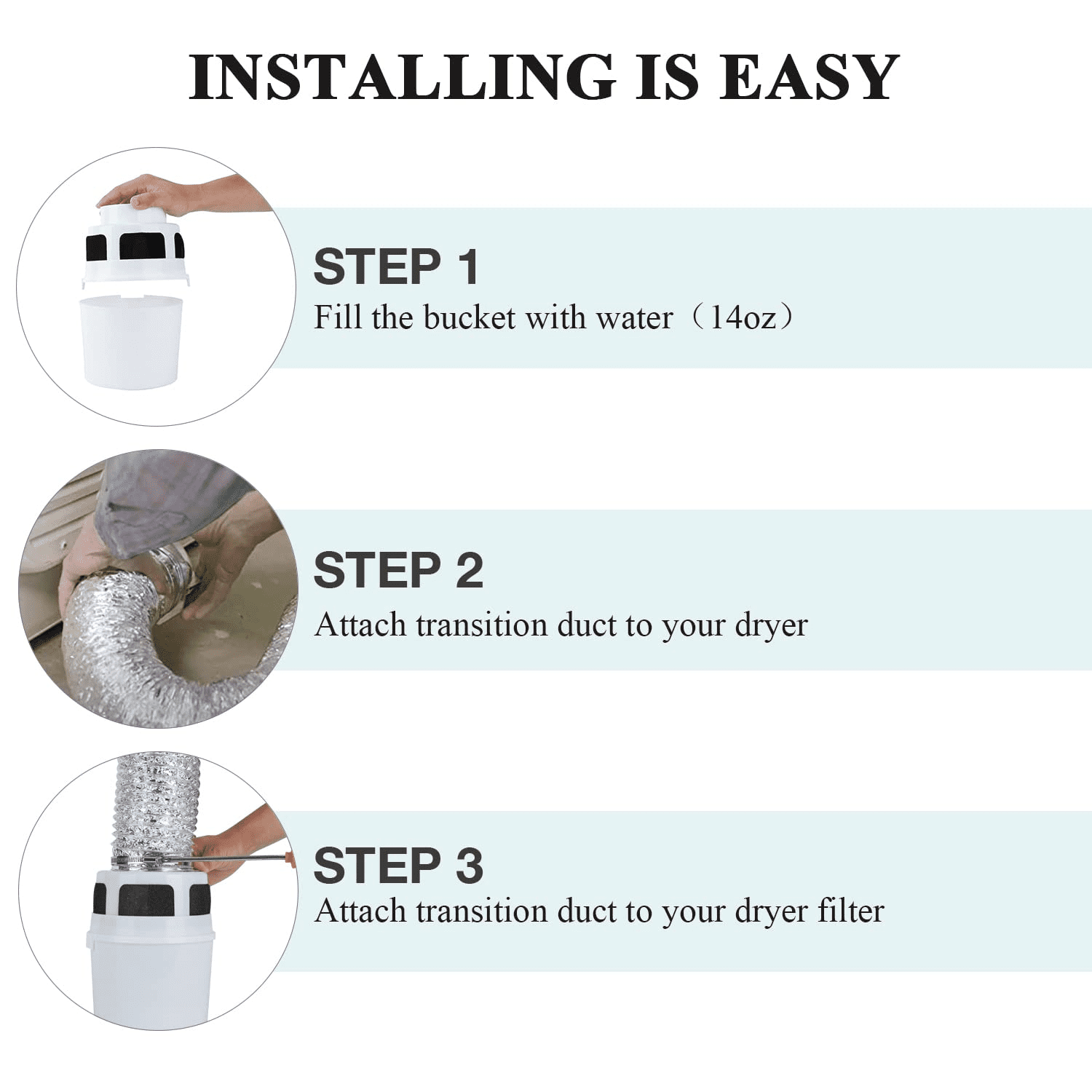 TUOOWO Indoor Dryer Vent Kit Lint Trap Bucket Dryer Vent for Apartment - No Duct Included