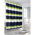 thumbnail image 3 of Green and Shower Curtain, Navy Blue Stripe Abstract Geometric Stripes Waterproof Shower Curtain Set with 12 Hooks Lightweight Washable Fabric Shower Curtains for Bathroom 72x78 Inches, 3 of 6