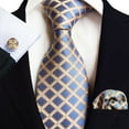 thumbnail image 2 of Synzerm Mens Plaid Ties Classic Paisley Necktie with Handkerchief Cufflinks Set Business Stripe Tie, 2 of 3