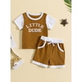 thumbnail image 2 of Bagilaanoe 2pcs Toddler Baby Boy Short Pants Set Short Sleeve Letter Print T Shirt Tops + Shorts 6M 12M 18M 24M 3T Kids Casual Summer Outfits, 2 of 9