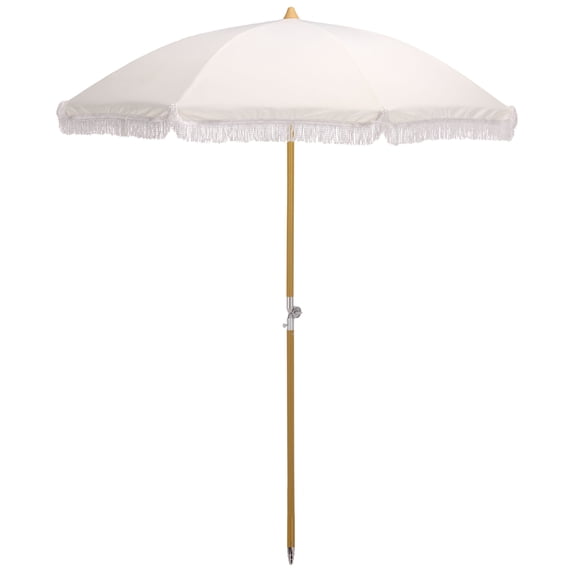 Safavieh Outdoor Valencia 6.5ft Crank Beach Umbrella, Ivory