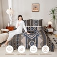 thumbnail image 4 of Manfei Tribal Geometric Aztec Full Size Comforter Sets, Southwest Bohemian Bedding Comforter Set, Brown and Blue, Black Reversible 3 Pieces, 1 Comforter and 2 Pillowcases, 4 of 6