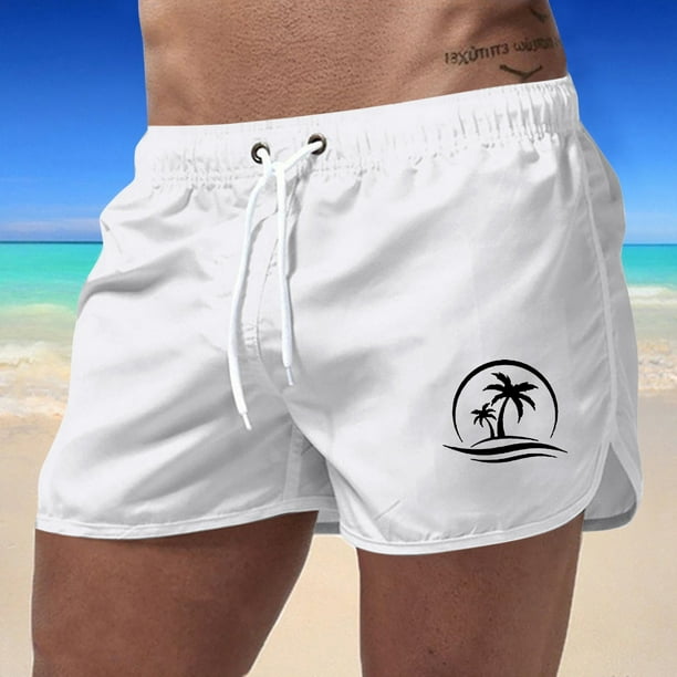 WILLBEST Pantalones Cortos de Verano para Hombre, Deportivos, de Moda, para Playa, Ocio, Viajes, Poliéster, Estampado de Cocoteros.