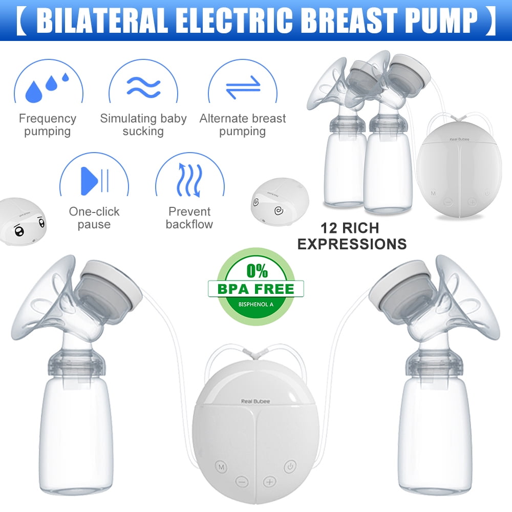 SHELLTON Double Electric Breast Pump, Portable Breast Pump with Adjustable Suction & Pumping Levels for Mom's Comfort Portable Dual Suction Nursing Breastfeeding Pump