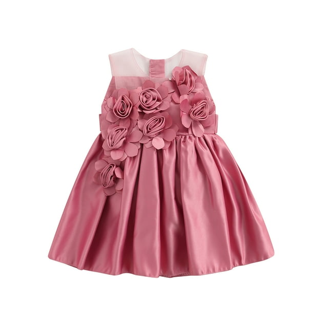ITFABS Robe de Princesse Fille, Enfants 3D Fleur Décor Mariage Sans Manches Tutu Jupe d'Été Vêtements