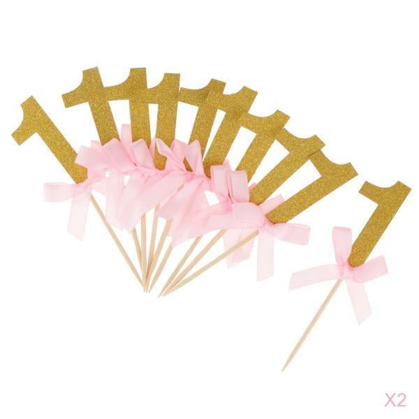 24 Piezas Primeros Pasteles De Cumpleaños Cupcake Toppers Para Niñas Primera De Cumpleaños