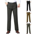 thumbnail image 7 of FAWUUDO Men's Comfort Classic Fit Flat Front Hidden Comfort Waistband Pant Khaki, 7 of 7