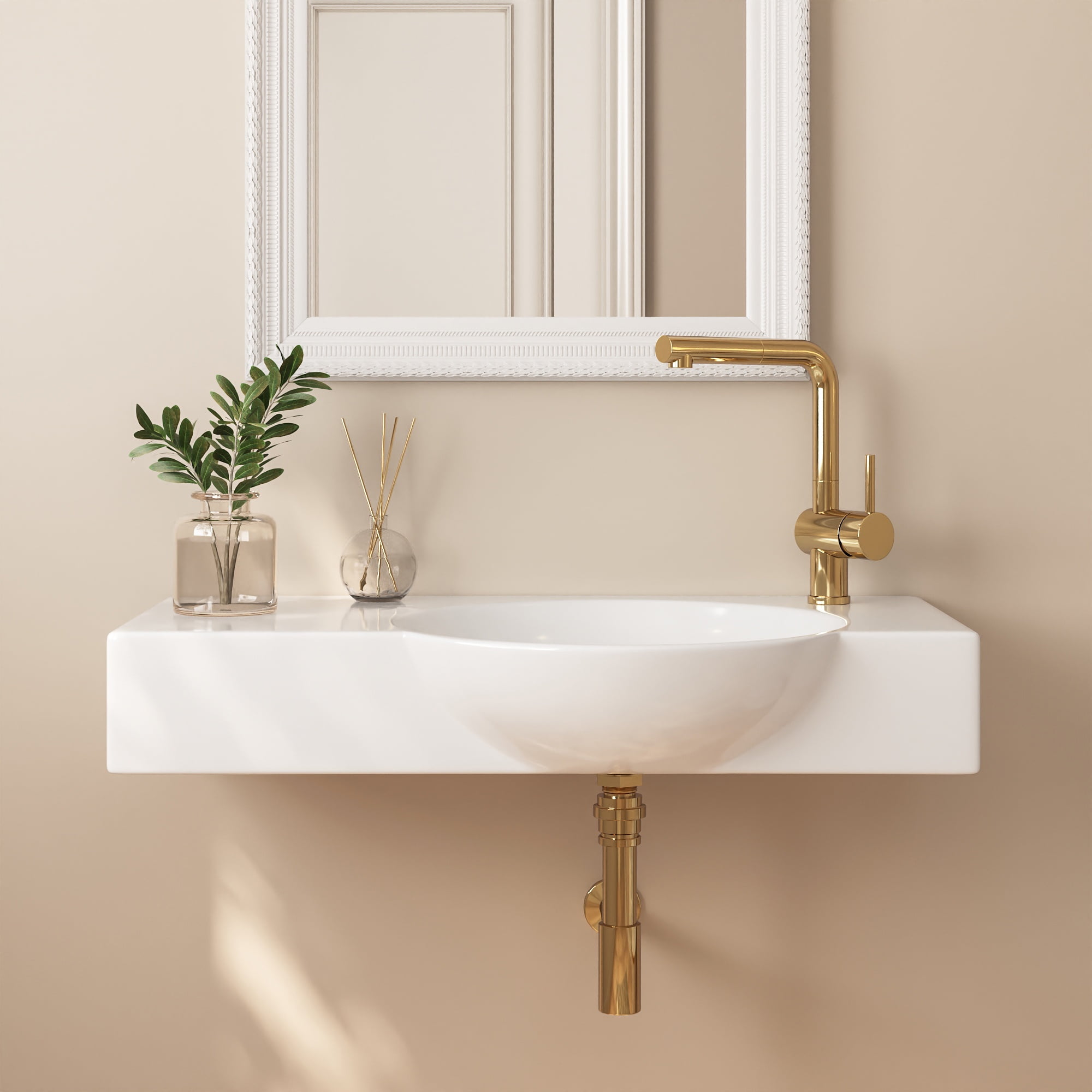 DeerValley DV-1WS0125 30" x 18" White Rectangular Vitreous China Wall Mount Bathroom Sink with Faucet Hole