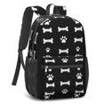 thumbnail image 2 of Dog Paw Print and Bone Black 17" Waterproof Oxford School Backpacks for Teens, S-Shape Padded Straps, for School, Travel, Hiking, Camping, 2 of 5