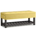 thumbnail image 1 of Cosmopolitan 44" Wd Storage Ottoman Bench in Dijon Yellow Velvet Fabric, 1 of 9