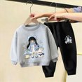 thumbnail image 6 of 6-7T Boys Girl Clothes Set Crewneck Sweatshirt Long Sleeve Tops + Jogger Pants Fall Winter Outfits 3T 4T 5T 6T 7T 8T 9T 10T Kids Grey Outfits, 6 of 7