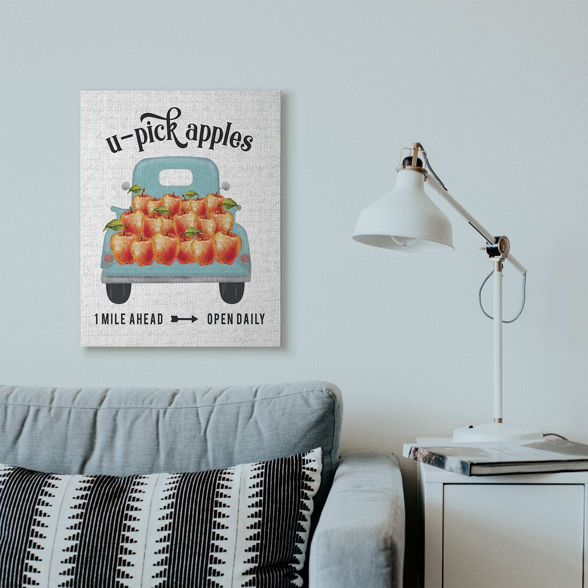 Stupell Industries Apple Truck Autumn Fall Seasonal Design Canvas Wall Art by Lettered and Lined