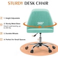 thumbnail image 4 of Silla de escritorio de oficina simple de lujo sin brazos, color verde azulado con ruedas, 4 of 7