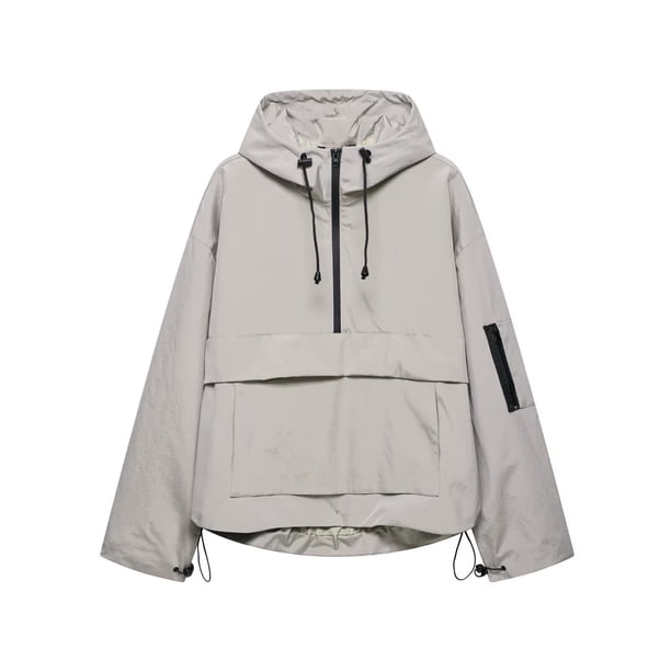 Chaqueta y abrigo informal de manga larga con capucha para mujer, chaqueta de tela de tres capas con bolsillos multicolor, abrigo/chaqueta informal de manga larga con capucha, abrigo de poliéster para