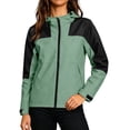 thumbnail image 2 of Women's Athletic Jackets Contrast Color Hooded Zip Up Jacket Long Sleeve Waterproof Windbreaker with Pockets Casual Fall Outdoor Sportswear, 2 of 10