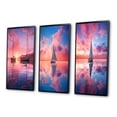 thumbnail image 3 of Designart "White Sailboat with Sunset Reflection Coastal Serenity I" Boat Framed Wall Art Set Of 3 - Purple Modern Frame Canvas Set For Living Room Decor, 3 of 6