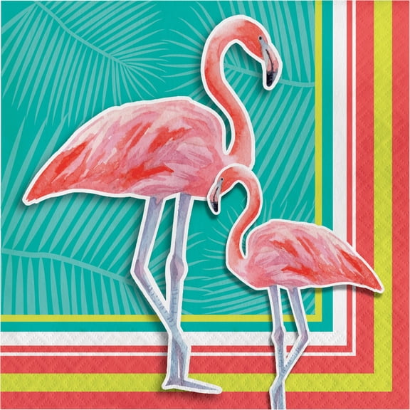 Island Oasis 16 Ct Lunch Napkins Summer Luau Pool Party Flamingos