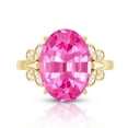 thumbnail image 4 of Rosec Jewels Oval Created Pink Sapphire Solitaire Ring with Diamond for Women - 10X14 mm, 14K Yellow Gold, US 12.00, 4 of 9
