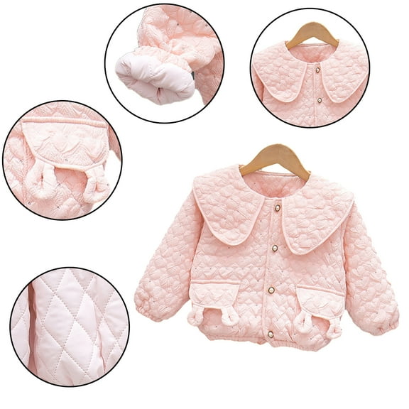 Godderr Baby Girls Winter Cotton Coat for Todder Warm Outwear Button Autumn Long Sleeve Cotton Jacket for 1-5Y