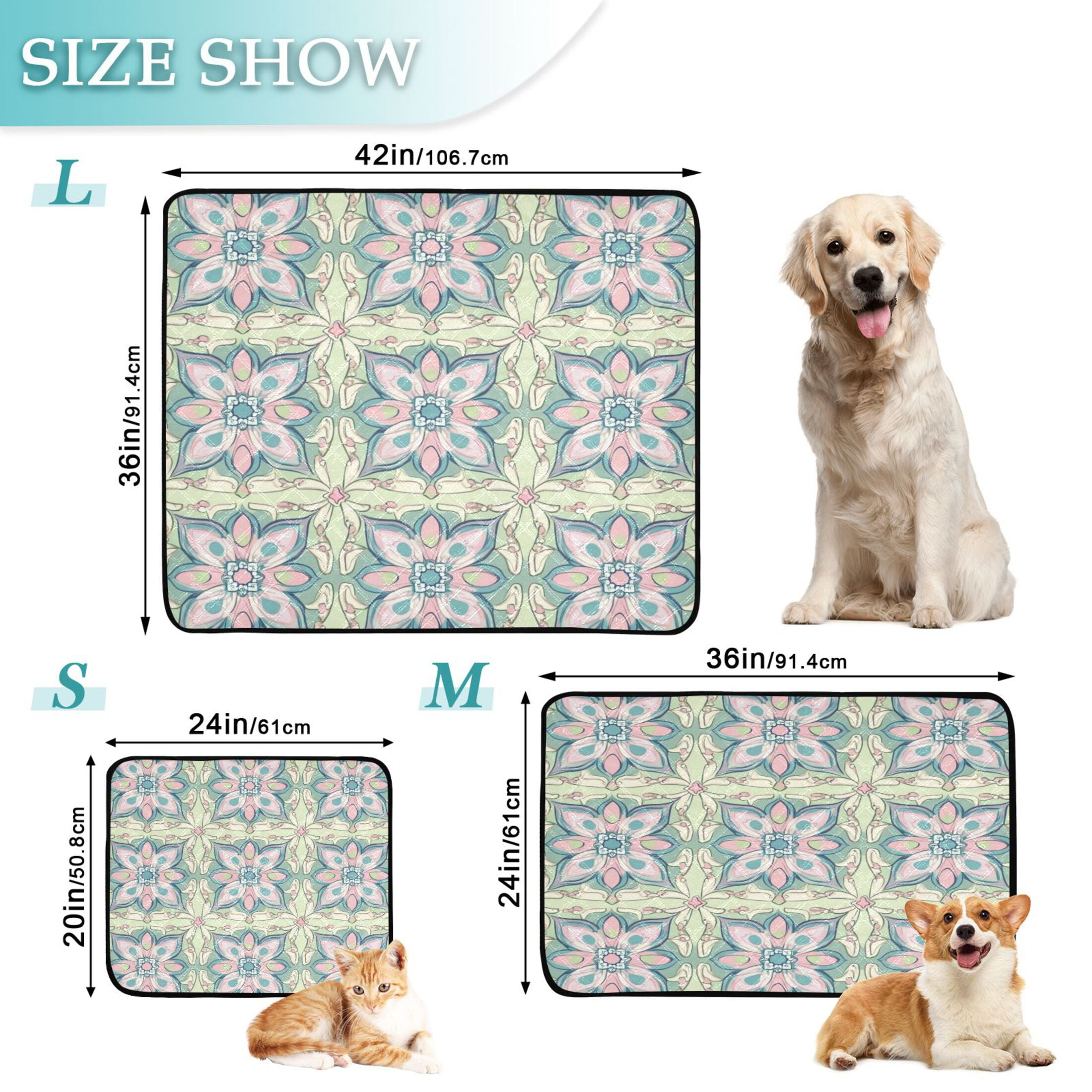Qxltty Persian Style Motifs Cat litter Pads Pet Set of 2 Diaper Mats Center Anti-leakage Layer Absorbent Soft and Comfortable