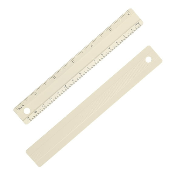 6 Inch Metal Ruler, 2Pcs Aluminum Alloy Metric Ruler with Inches and Centimeters Precision Measuring for Office Engineering Drafting Style 2, White