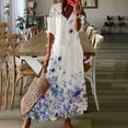 thumbnail image 1 of SMihono Robe Maxi Bohème d'Été pour Femmes Grande Taille Mode Femmes Décontractée Col en V Imprimé Manches Courtes Robe Longue Ample Robe de Plage, 1 of 6