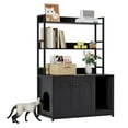 thumbnail image 1 of Yiwa Meuble Cache-Litière pour Chat de 52 Pouces avec 2 Tablettes de Rangement, Grand Meuble Cache-Litière avec Portes, Armoire Intérieure en Bois pour Chat, Tapis à Griffer Inclus, 1 of 7