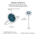 thumbnail image 5 of Rosec Jewels Ladies 2.5 CT Oval Cut London Blue Topaz Ring with Diamond Halo - December Birthstone Ring, 14K White Gold, US 5.50, 5 of 8