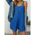 thumbnail image 7 of Jumpsuits for Women Boho Overalls with Adjustable Straps Solid Sleeveless Casual Long Bib Loose Women's Rompers with Pockets, 7 of 7