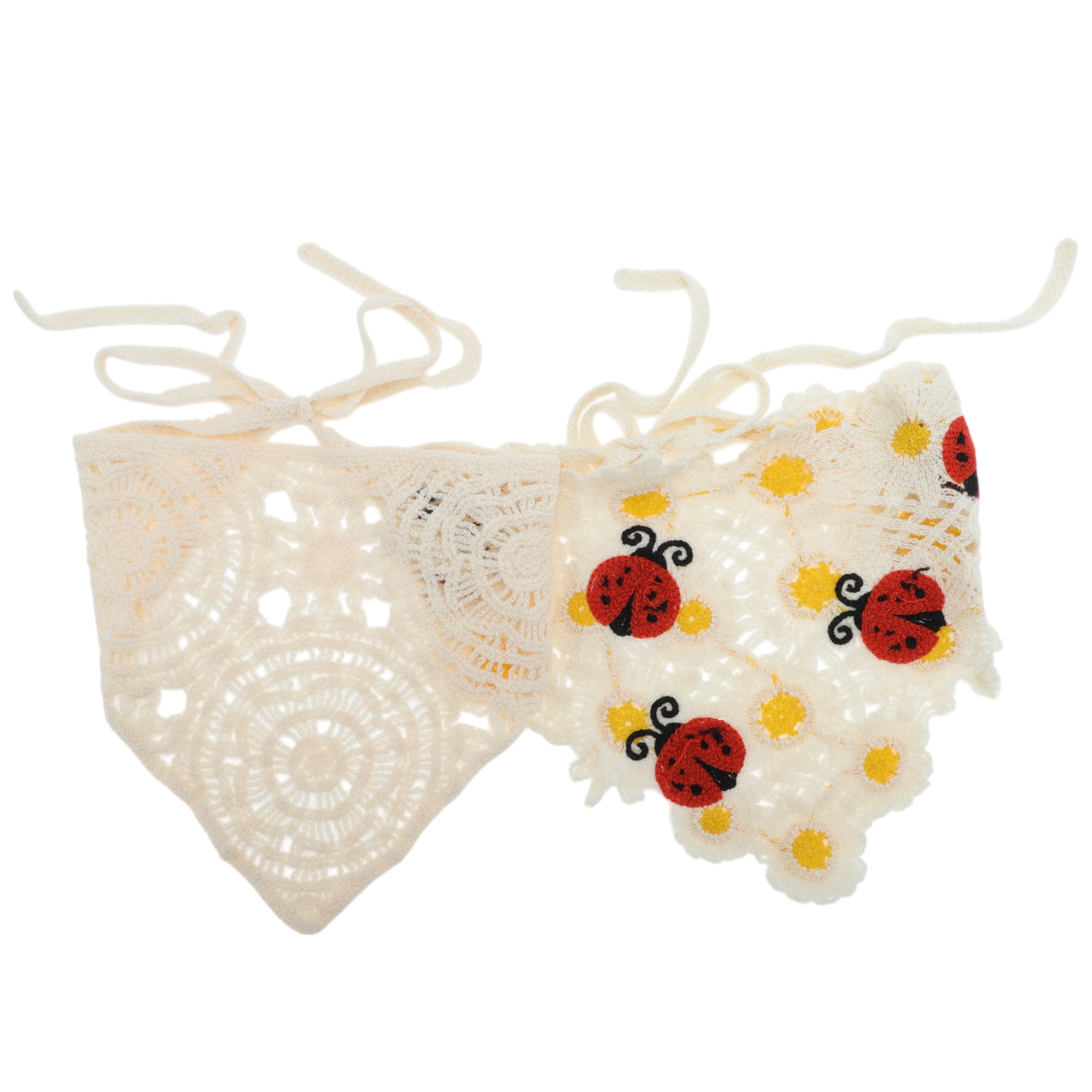 Unique Bargains Cornflower Knitted Triangle Bandana 2 Pcs Floral