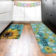 thumbnail image 6 of Spring Summer Bee Happy Kitchen Rugs Set of 2, Live Happy Sunflower Floral Blue Kitchen Mats Decor, Seasonal Floor Door Mat Home Decorations -17x29 and 17x47 Inch, 6 of 6