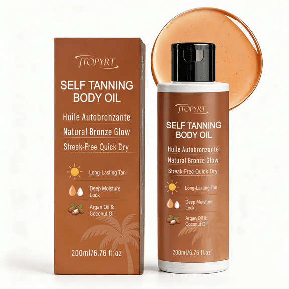 Jtopyrt Self Tanning body oil for A Long-Lasting Natural Bronze Glow for Face and Body