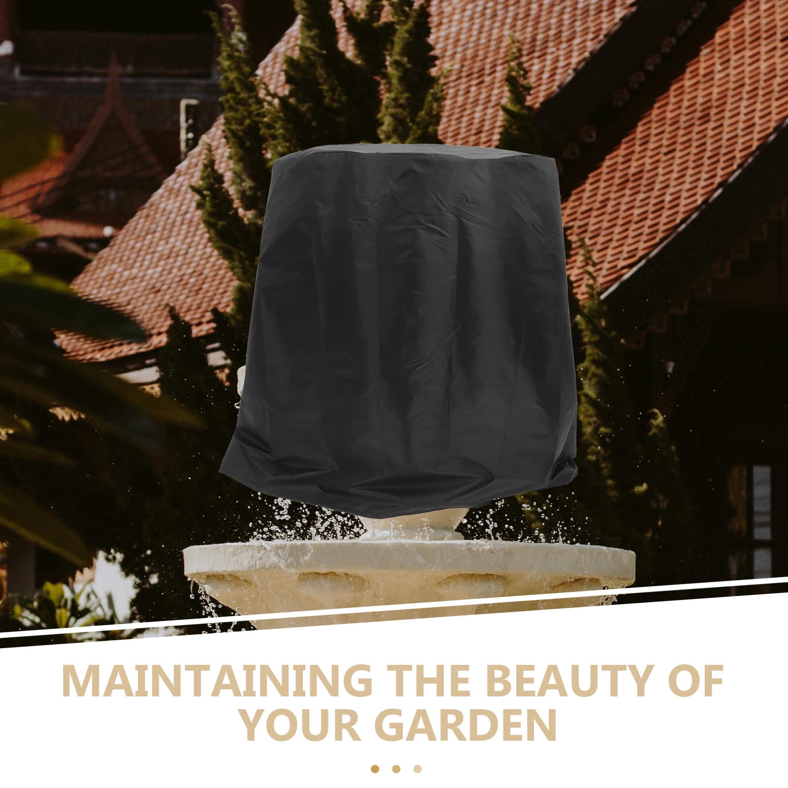 Hytrove Black Oxford Fabric Outdoor Bird Bath Cover, Weather-Resistant Garden Protector, Shield, 1 Piece