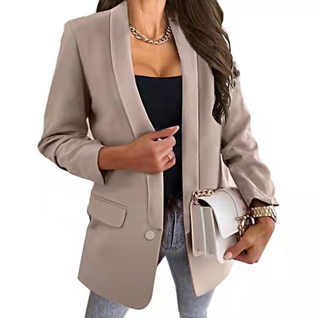 Moda Mujer Camiseta de manga larga Otoño Frente abierto Prendas de abrigo sueltas Blusa sólida Abrigo Tops Fridja po5540