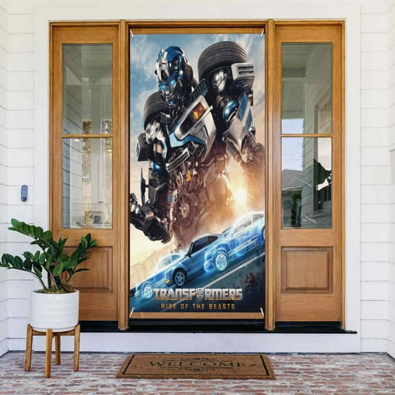 Door Cover Decorations Transformers Door Banner Porch Sign Banner For Indoor Outdoor Wall Home Party Supplies 72.8 x 35.4 Inch