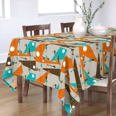 

Cotton Sateen Tablecloth 70 Square - Mid Century Modern Abstract Atomic Geometric Space Age Vintage Retro Print Custom Table Linens by Spoonflower